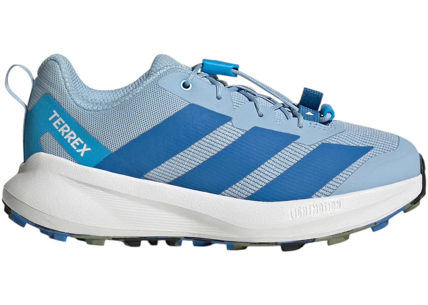 Детские кроссовки для бега по бездорожью с принтом Adidas Terrex Agravic Trail, Glow Blue Ray Blue Tent Green