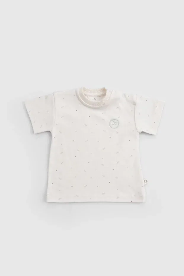 Детская футболка с принтом Organic Cotton Twig Ecru Baby Little Gusto, Ecru — фото 2