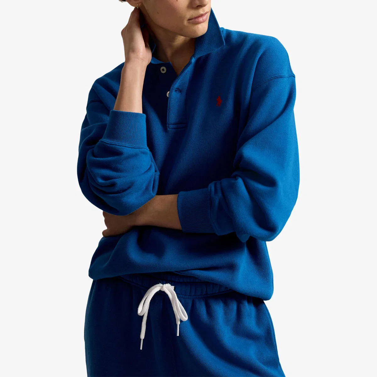 Хлопковая толстовка-поло с вышитым логотипом Polo Ralph Lauren, синий — фото 3