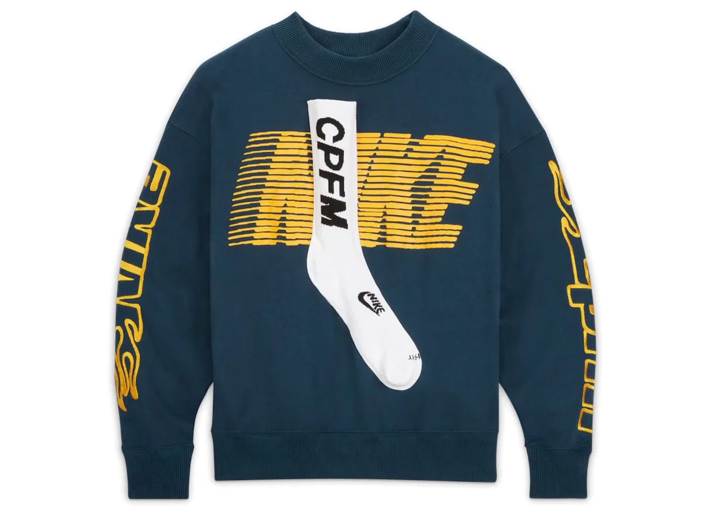 Мужской свитшот из флиса с принтом Nike x Cactus Plant Flea Market Socks Fleece Crewneck Sweatshirt, Dark Green