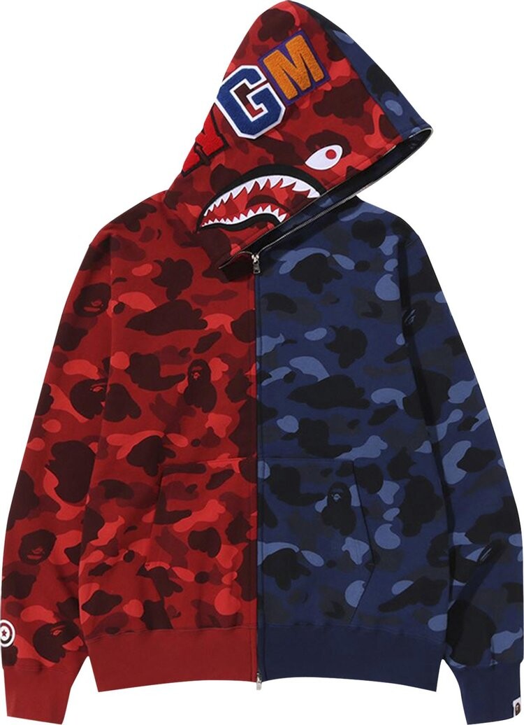 

Худи BAPE Color Camo Shark Full Zip Hoodie 'Red/Navy', красный