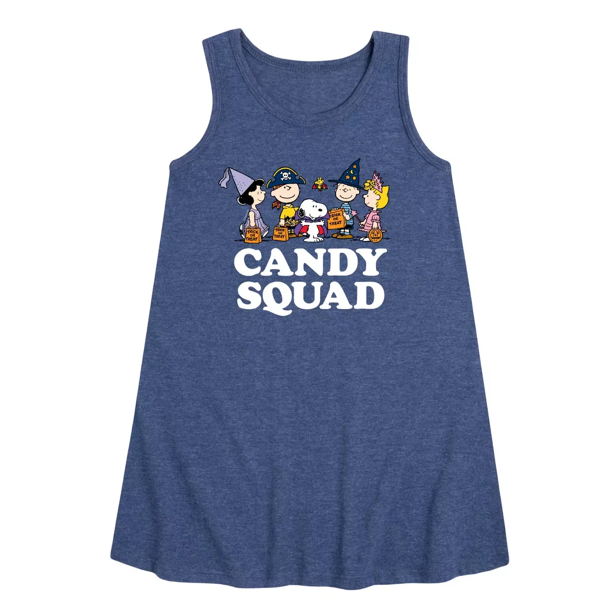 Детское платье-трапеция без рукавов Peanuts Candy Squad, Heather Navy