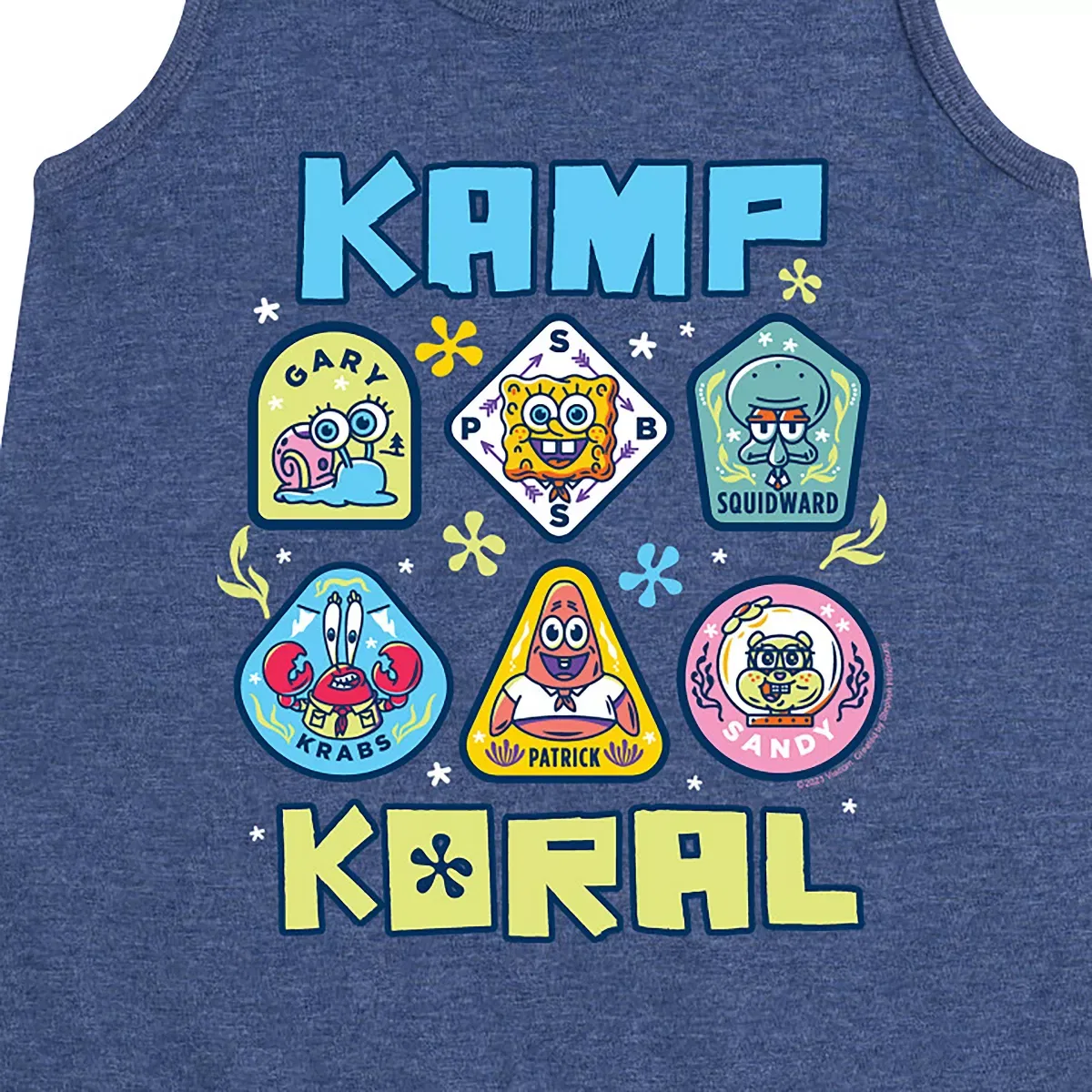 Детское платье-трапеция без рукавов Kamp Koral Patches SpongeBob SquarePants, Heather Navy — фото 2