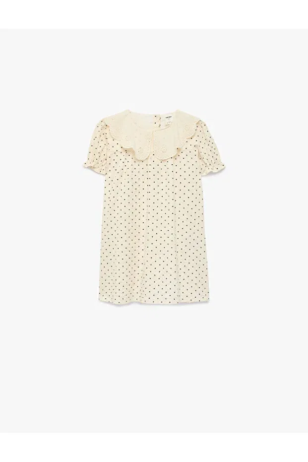 Детское платье для девочек хлопковое Koton, Ecru Patterned