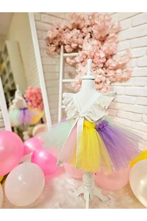 Детский комбинезон для девочек кружевной Ice cream white romper baby girl dress Hly Karol Tasarım, White — фото 2