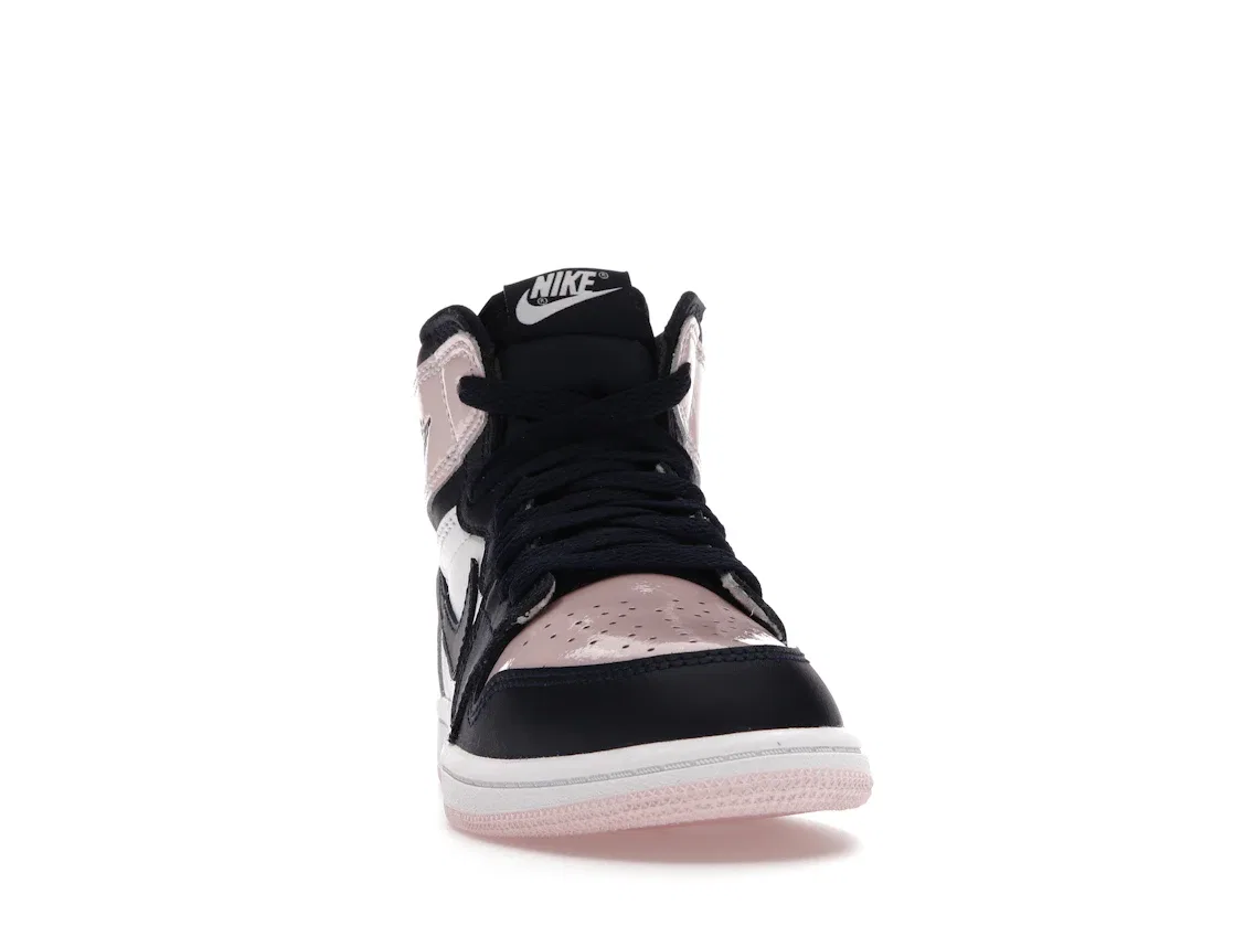 Детские кроссовки высокие с принтом Jordan 1 Retro High OG Atmosphere, Atmosphere/Obsidian-Laser Pink-White — фото 2