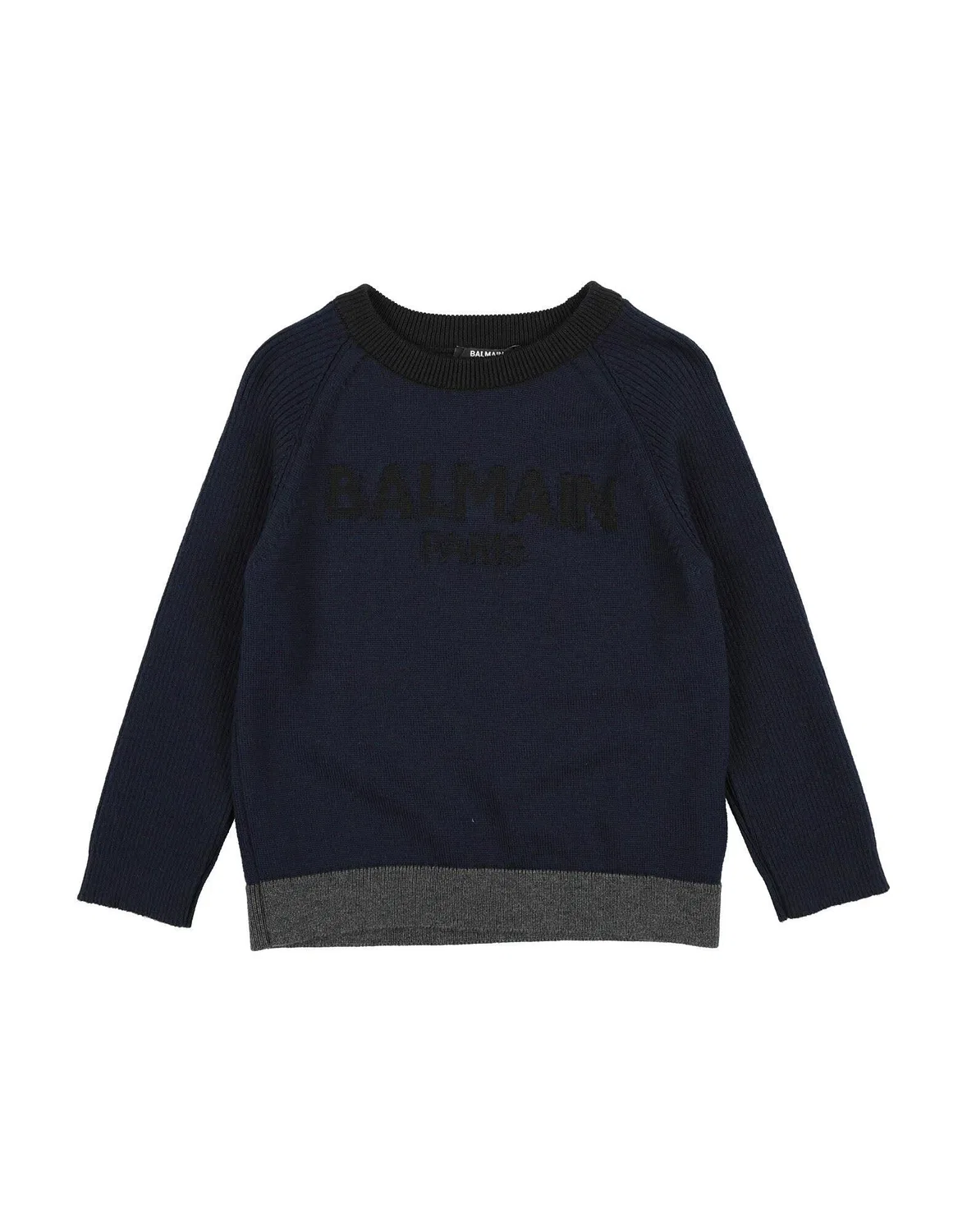 Детский свитер с интарсией Balmain, темно-синий