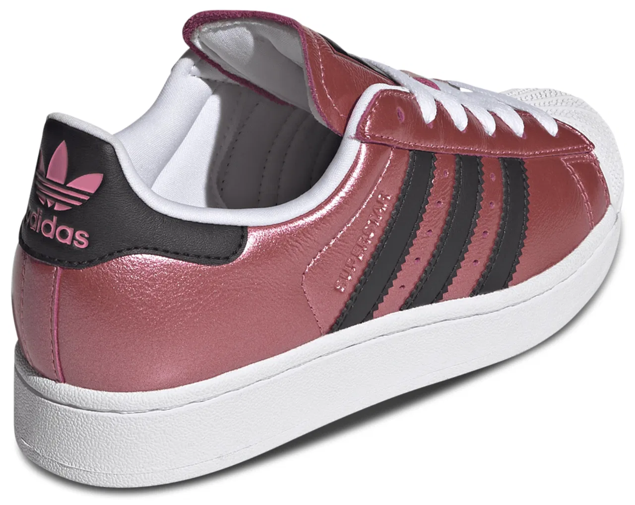 Детские кроссовки для девочек с принтом Superstar adidas, Pink Fusion Footwear White Core Black — фото 3