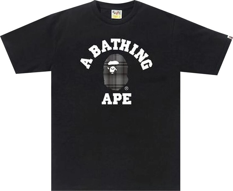 

Футболка BAPE Check College Tee 'Black/Black', черный