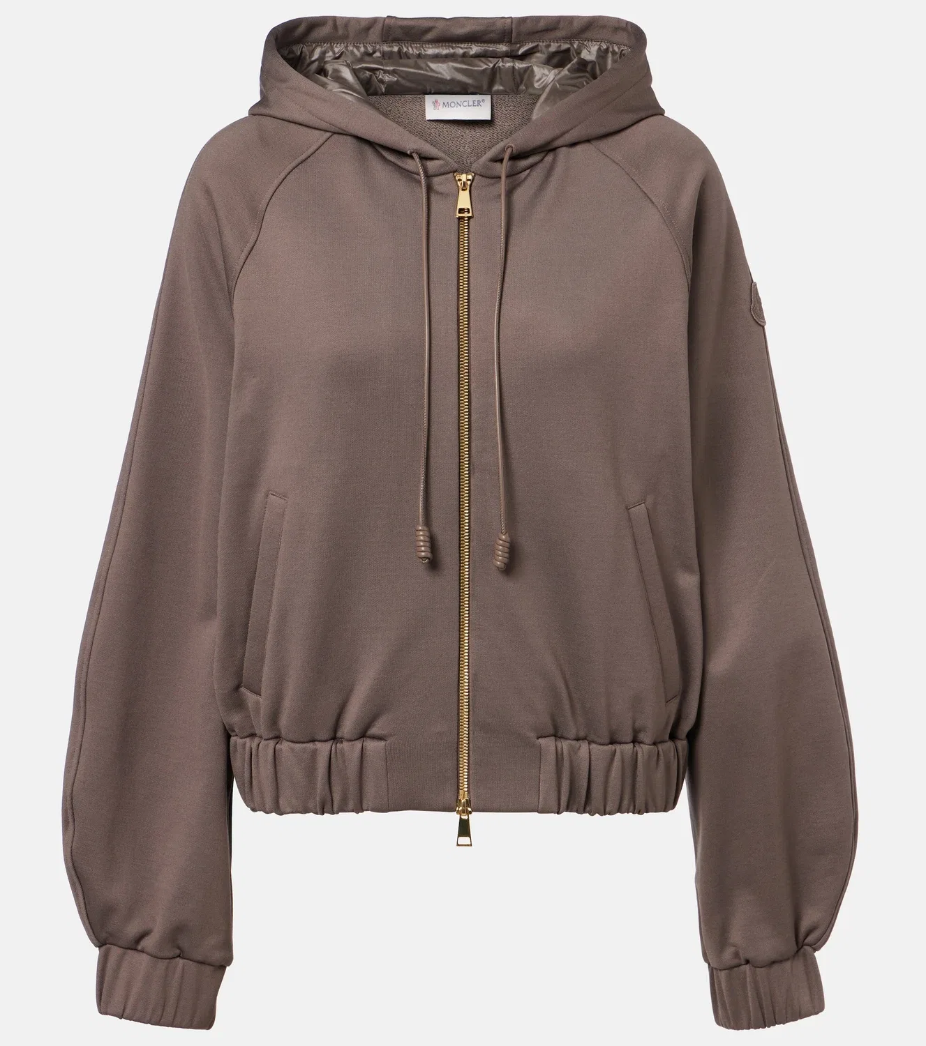 Трикотажное худи на молнии MONCLER, серый