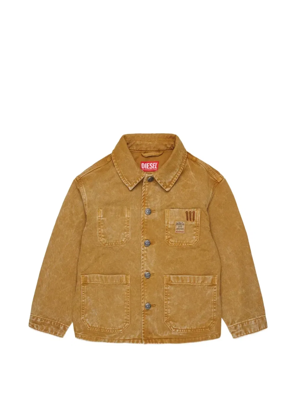 Джинсовая куртка с вышитым логотипом Diesel Kids, коричневый