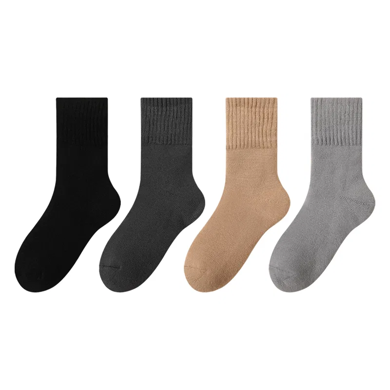 Детские носки с начесом, 4 пары, Black Dark Gray Khaki Light Gray, MIIOW