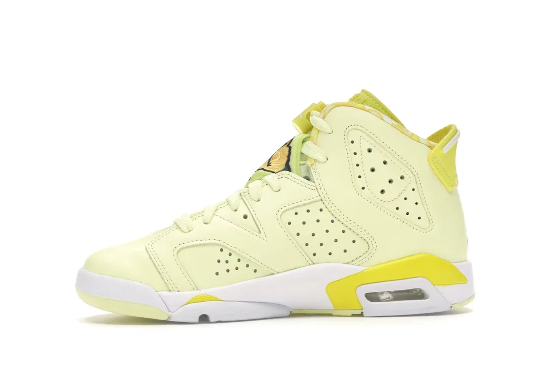 Детские кроссовки Lifestyle с цветочным принтом Jordan 6 Retro, Citron Tint/Dynamic Yellow-Black-White — фото 3