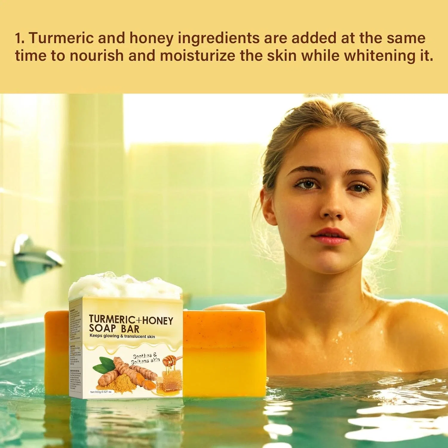 Туалетное мыло Turmeric Honey Soap, BSMKCL, 100 г — фото 4