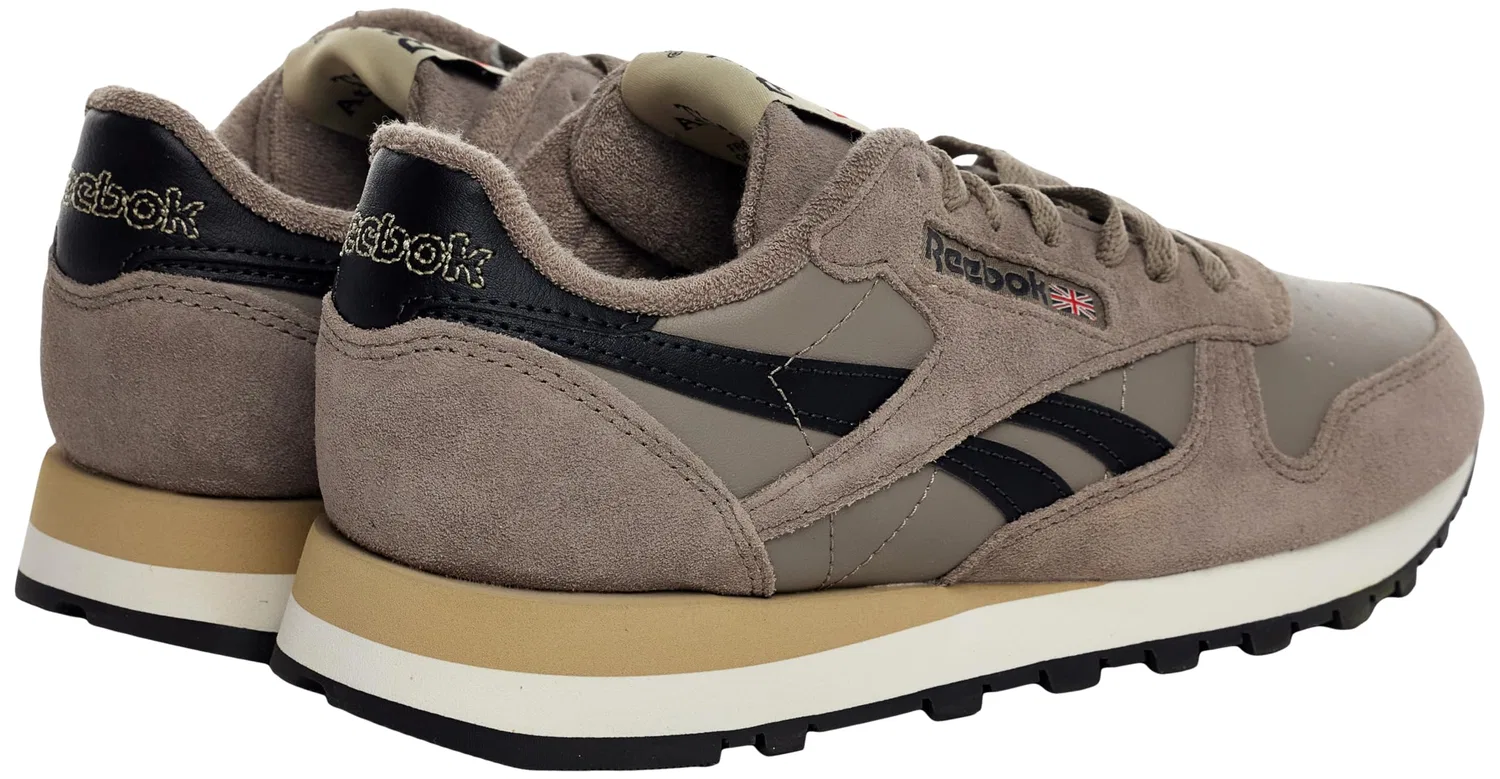 Детские кроссовки для девочек с принтом Classic Leather Reebok, Gritty Grey Washed Black Energy Red — фото 3