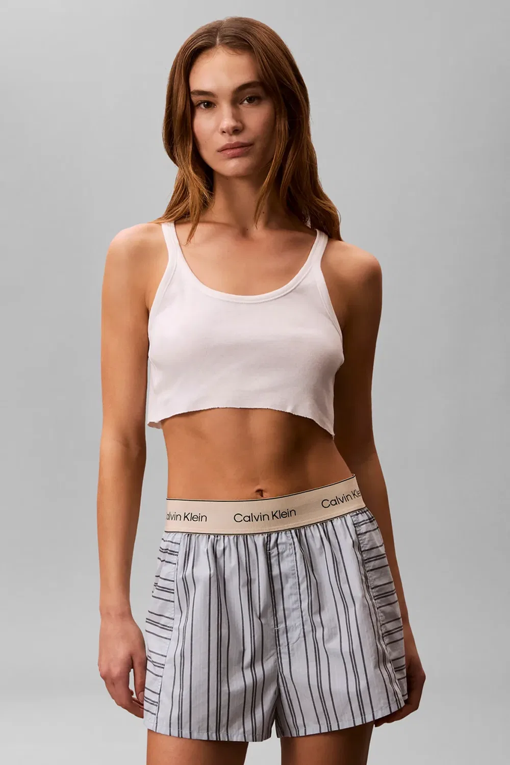 Женские шорты с принтом Logo Super Poplin Short Majorca Stripe Calvin Klein, Blue — фото 2