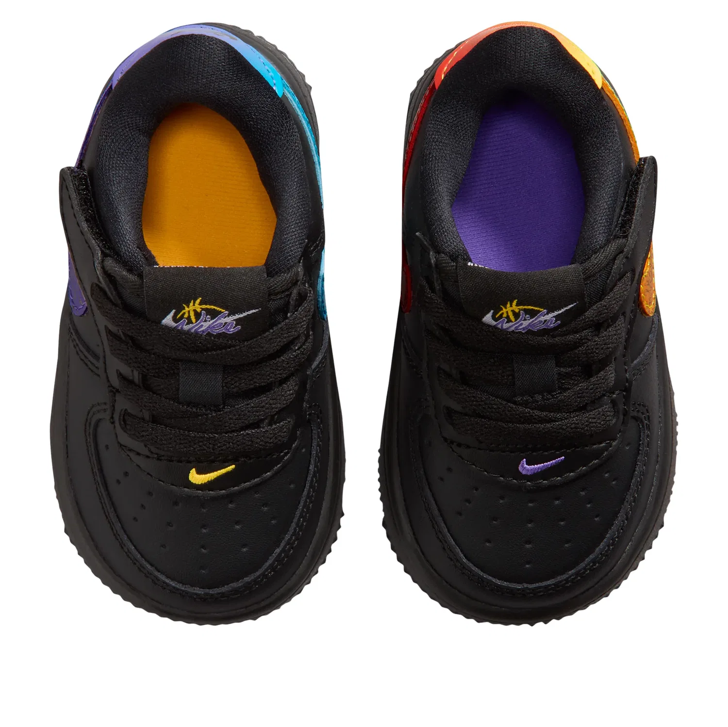 Детские кроссовки с кожаным верхом Force 1 Low EasyOn 'Black Laser Orange' Nike, Black/Laser Orange/Picante Red/Action Grape — фото 4