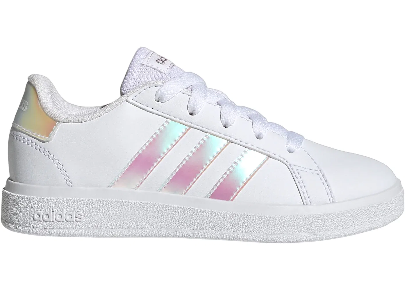 Детские кроссовки для девочек с принтом Adidas Grand Court 2.0, Cloud White Iridescent Cloud White