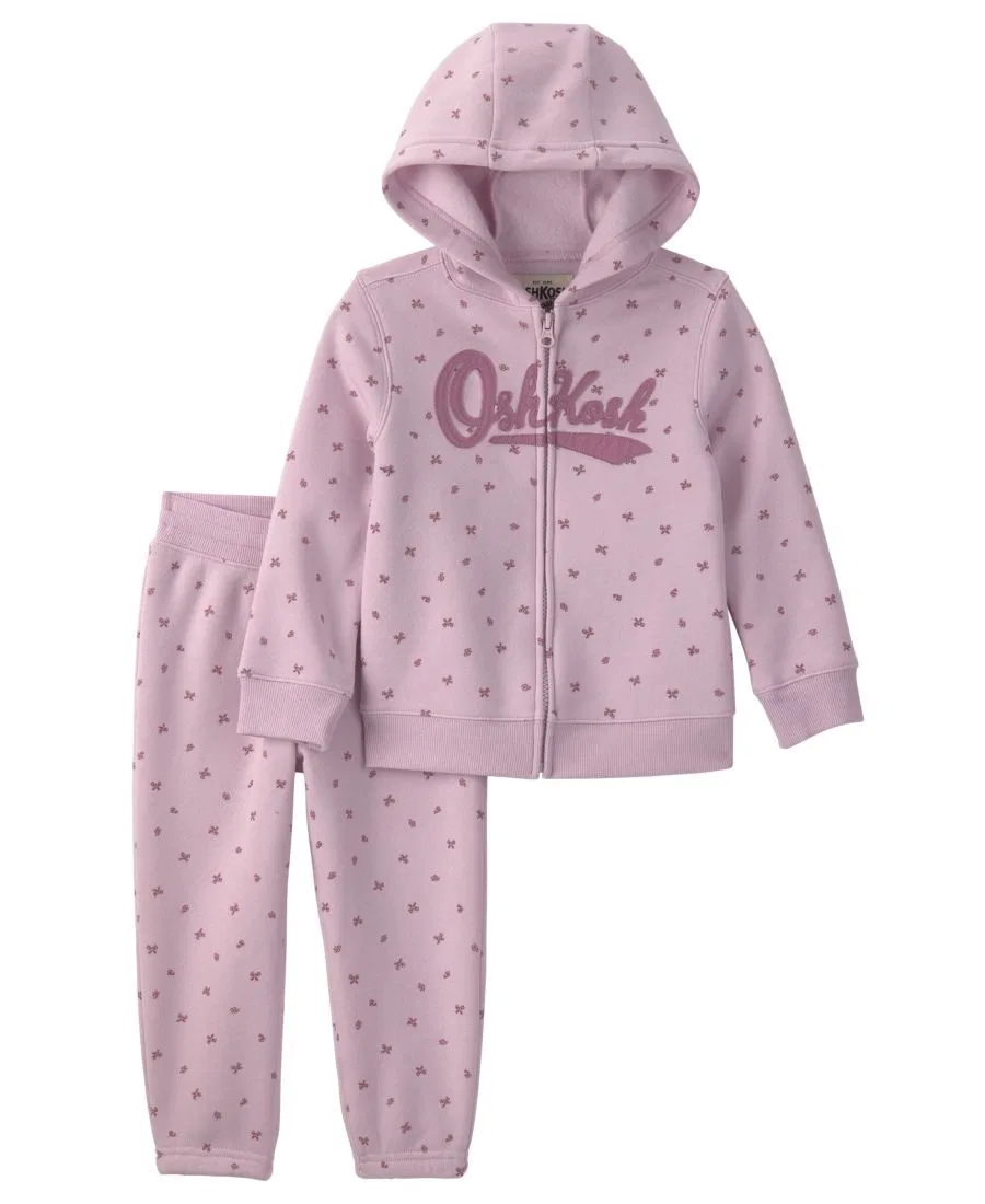Комплект из флисовой кофты и штанов с флористическим принтом Osh Kosh, Pink
