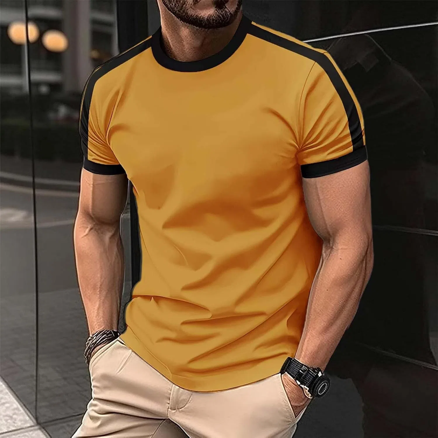 Мужская облегающая футболка для тренировок Muscle, Orange — фото 2