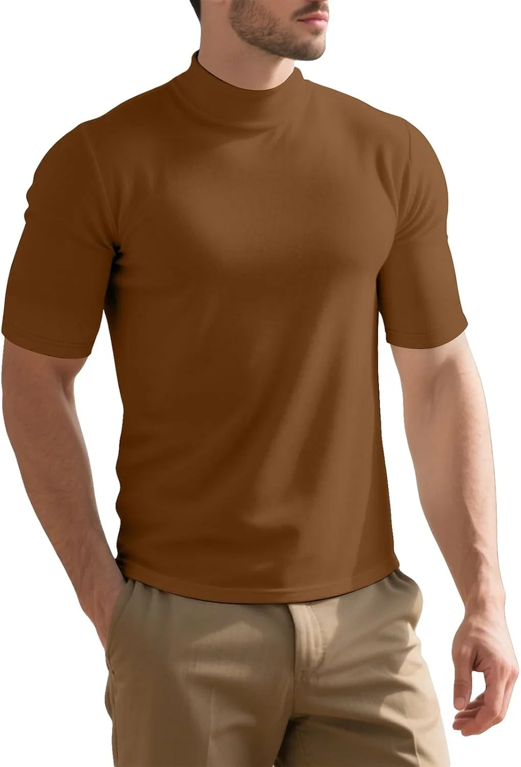 Мужская водолазка облегающая Casual Basic, Coffee