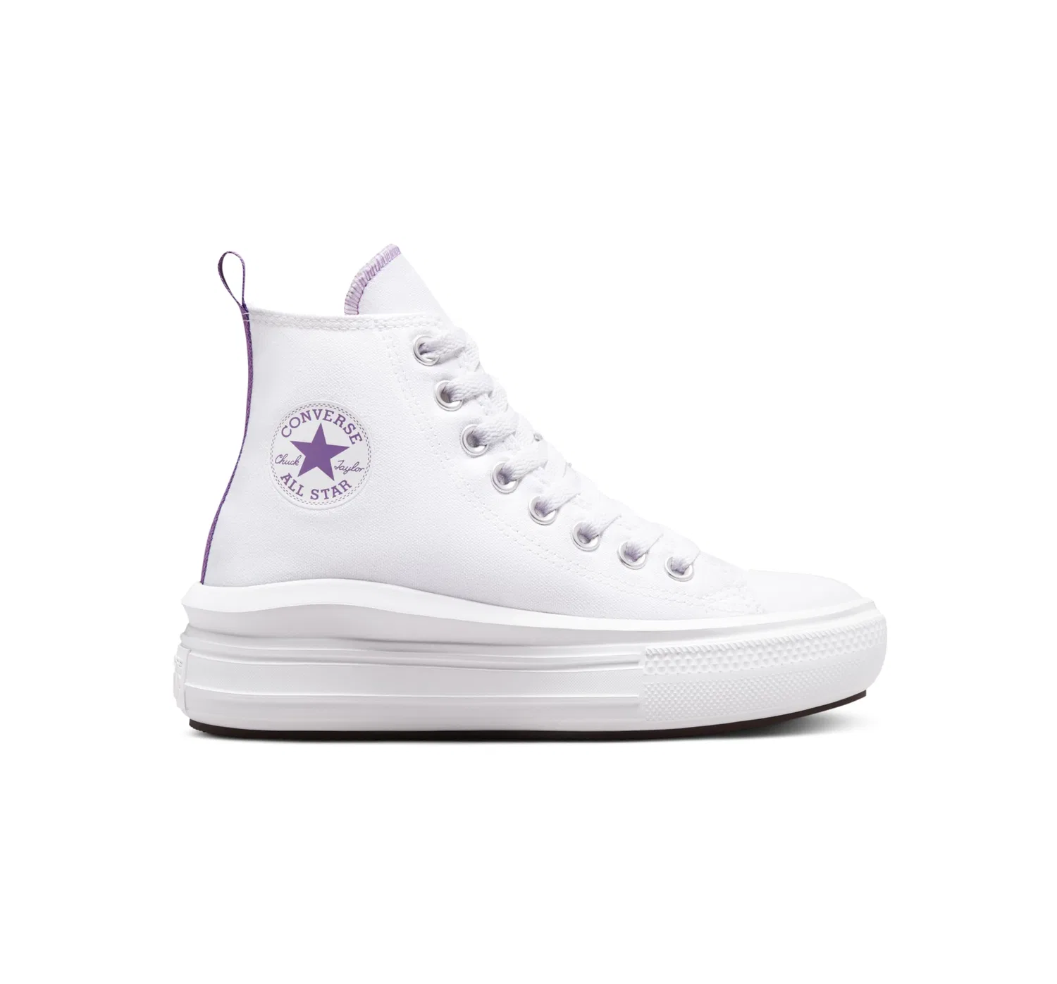 Детские кроссовки для девочек на платформе Chuck Taylor All Star Move Platform Converse, White Purple Pixel — фото 2
