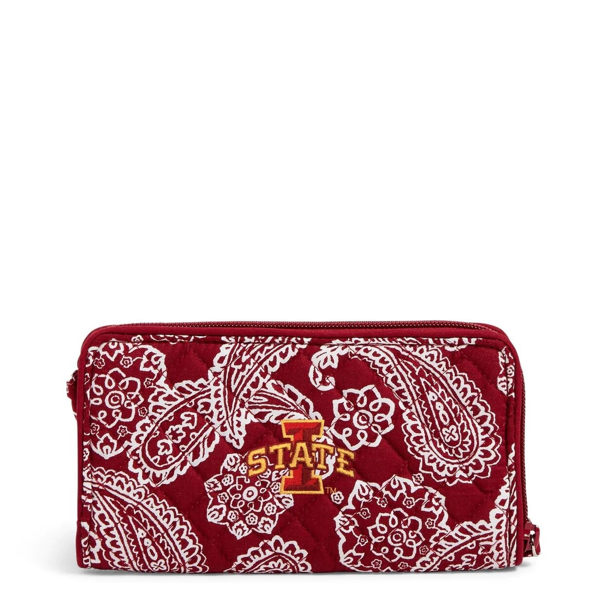 

Кошелек Vera Bradley Cotton Collegiate Front Zip With Rfid Protection, бордовый/желтый