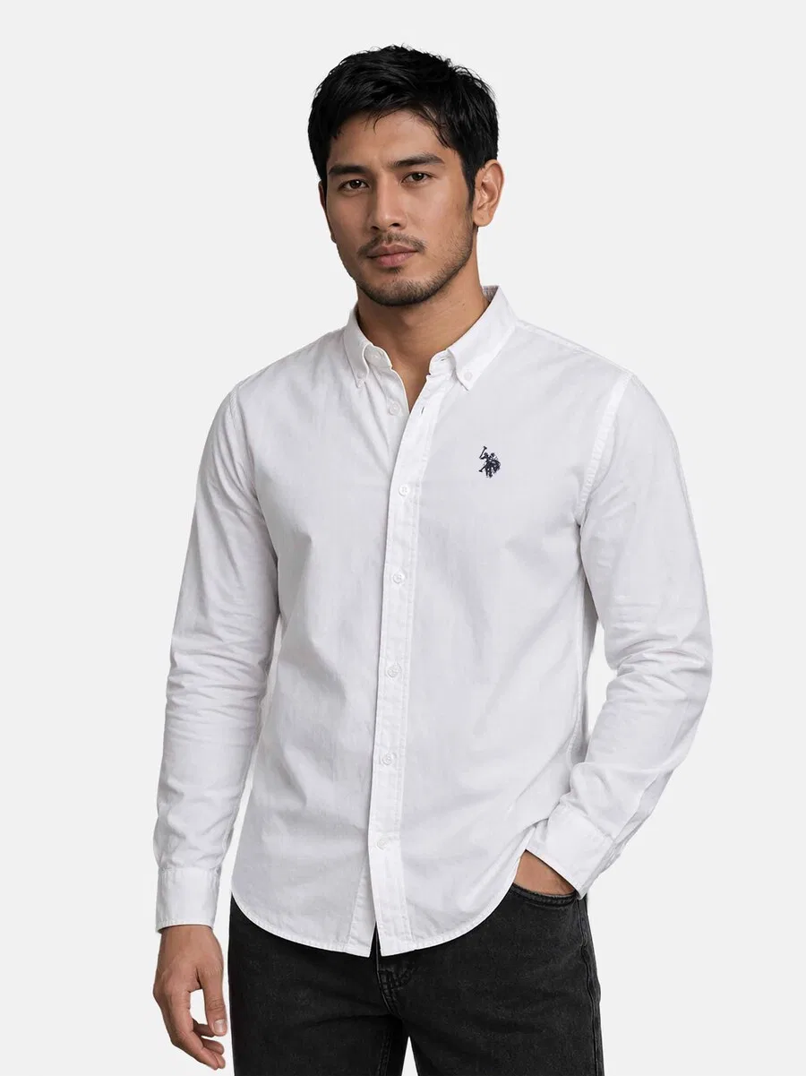 Рубашка на пуговицах стандартного кроя, белая U.S. POLO ASSN. — фото 2