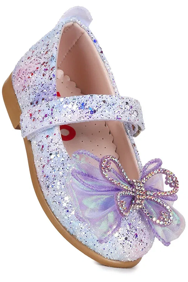 Детские балетки для девочек с принтом Zoe velcro stone bow Kiko Kids, Blue