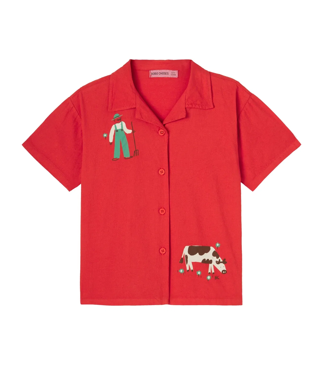 Рубашка с кубинским воротником Bobo Choses, красный
