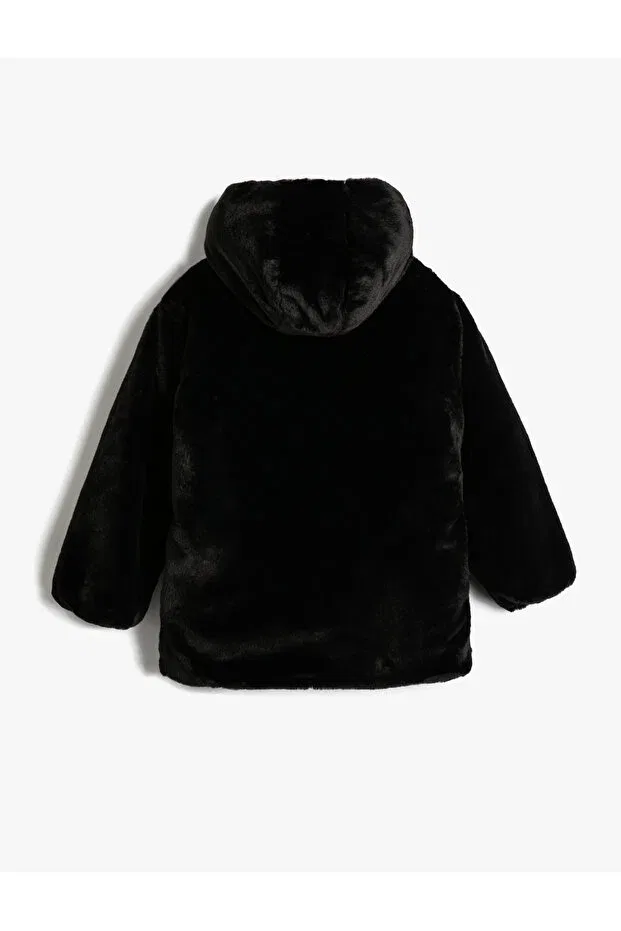 Детское зимнее пальто для девочек с капюшоном Koton, Black — фото 3