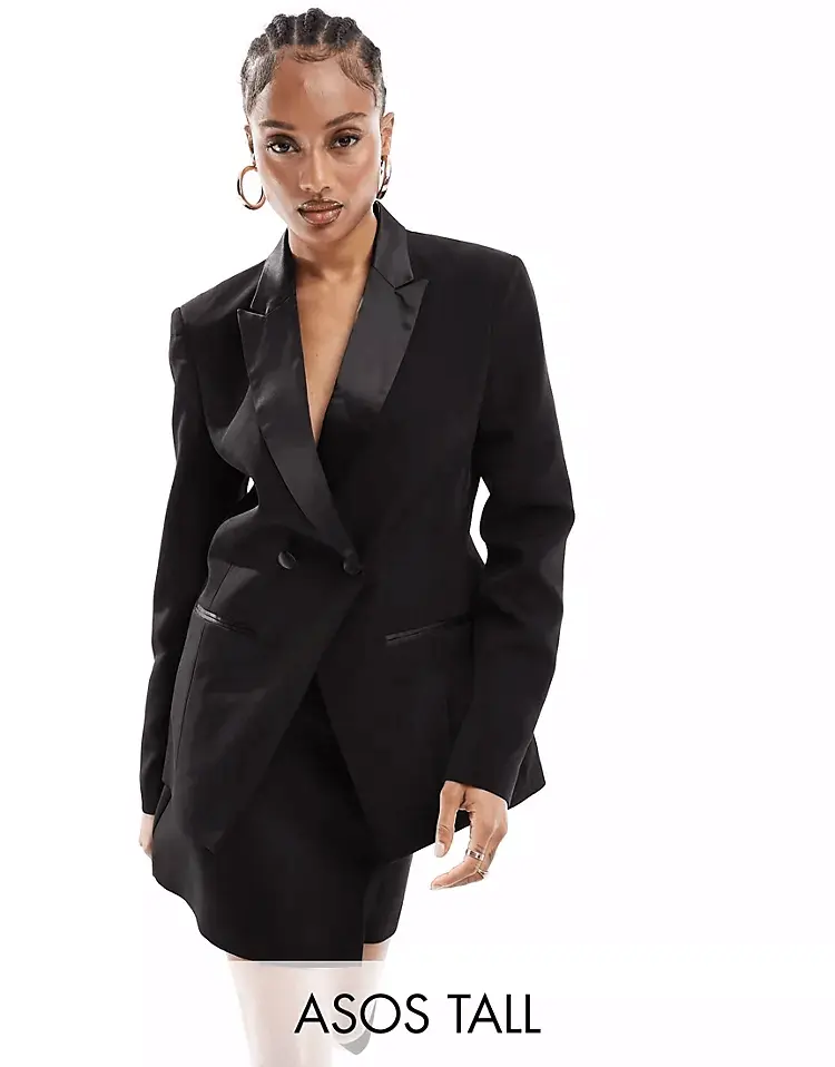 Пиджак Asos Design Tall Tux Double Breasted, черный