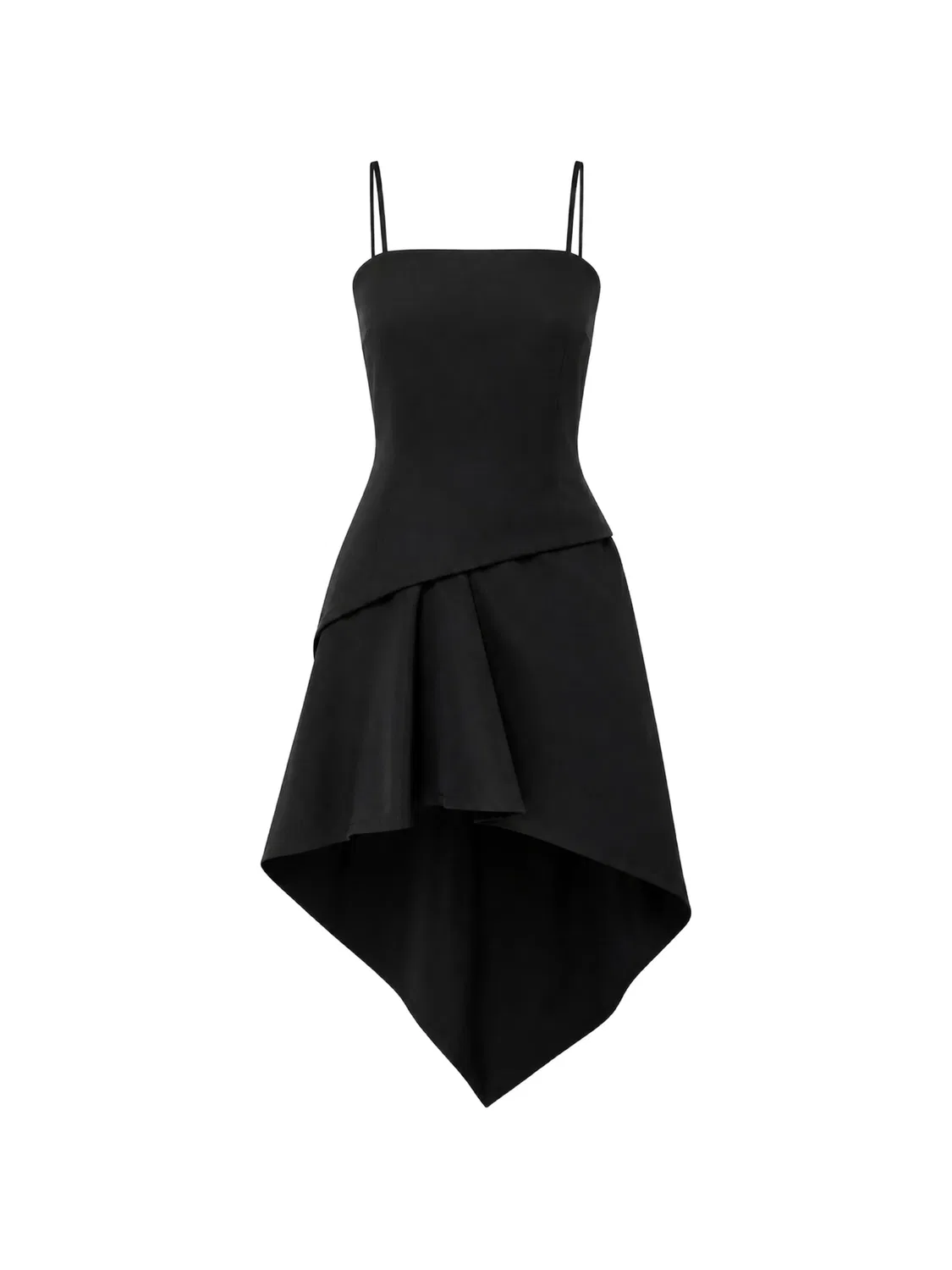 Платье асимметричного кроя с оборками Alexander Wang, черный