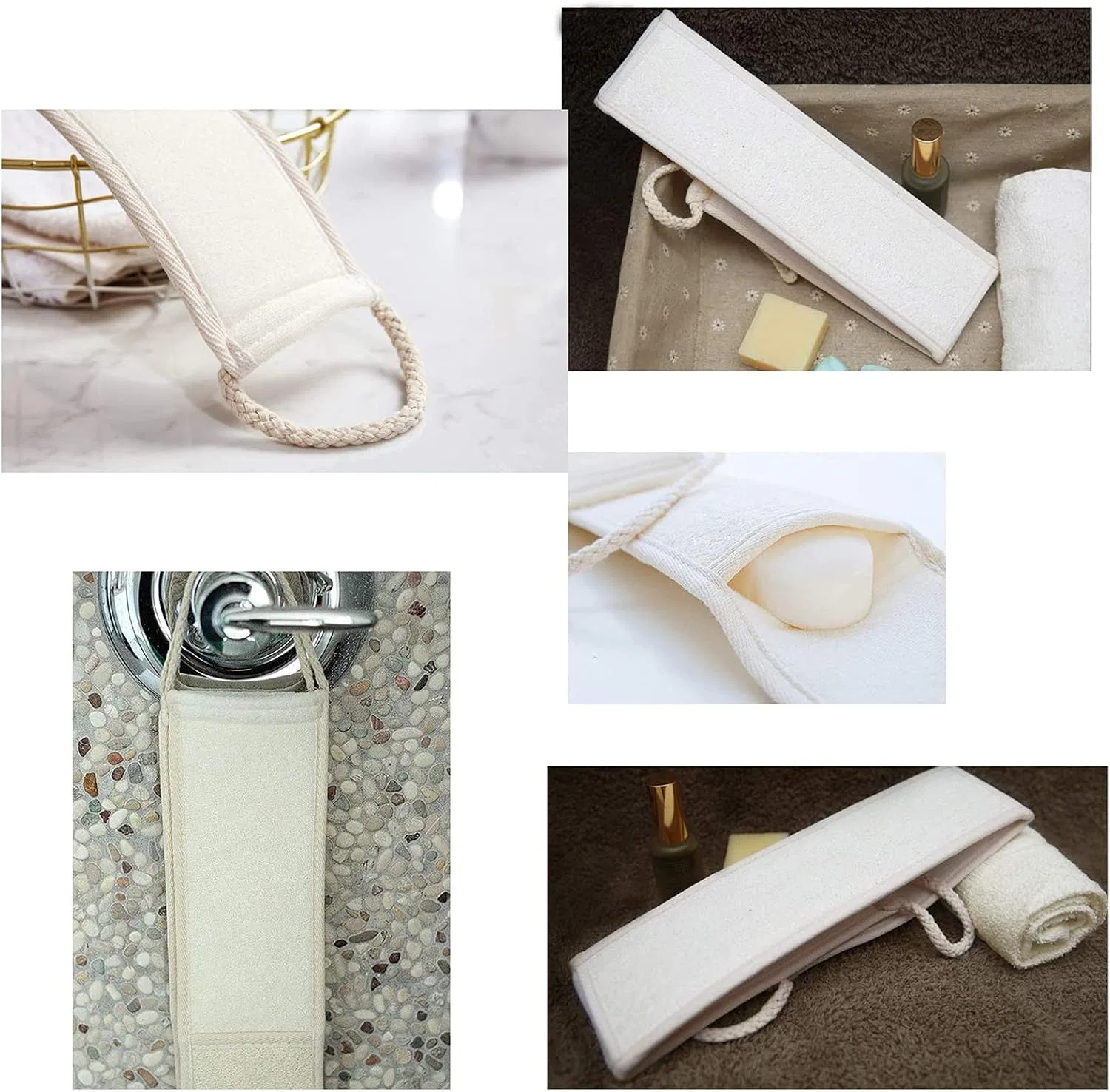 Набор мочалок из люфы для тела, 2 шт, 30x20x4 см, Beige Generisch — фото 2