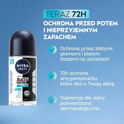 Антиперспирант-роллон Nivea Black & White Invisible Fresh, 50 мл