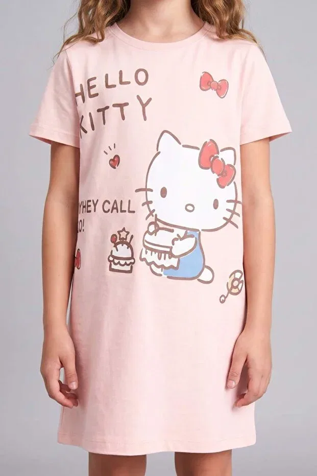 Детская ночная рубашка с коротким рукавом Hello Kitty Licensed Defacto, Pink-Pn622 — фото 3