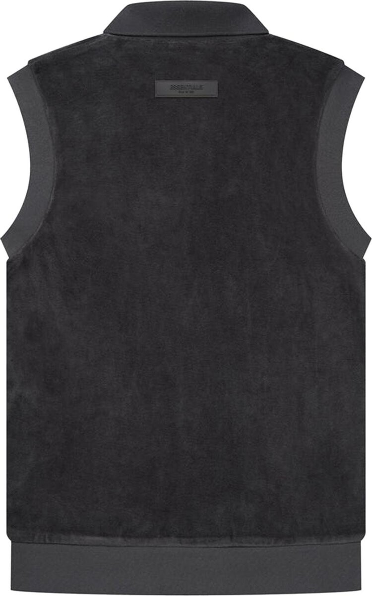 Поло Fear of God Essentials Velour Sleeveless Polo 'Iron', черный — фото 3