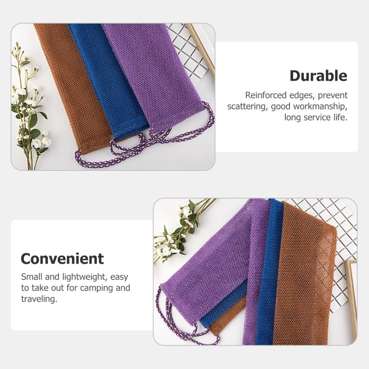 Скрабирующие перчатки для тела 3 шт, Nylon, Topperfun, 12.5x12.5x12 см — фото 3