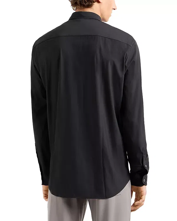 Мужская рубашка с воротником Stretch Sport Shirt Emporio Armani, Black Beauty — фото 3