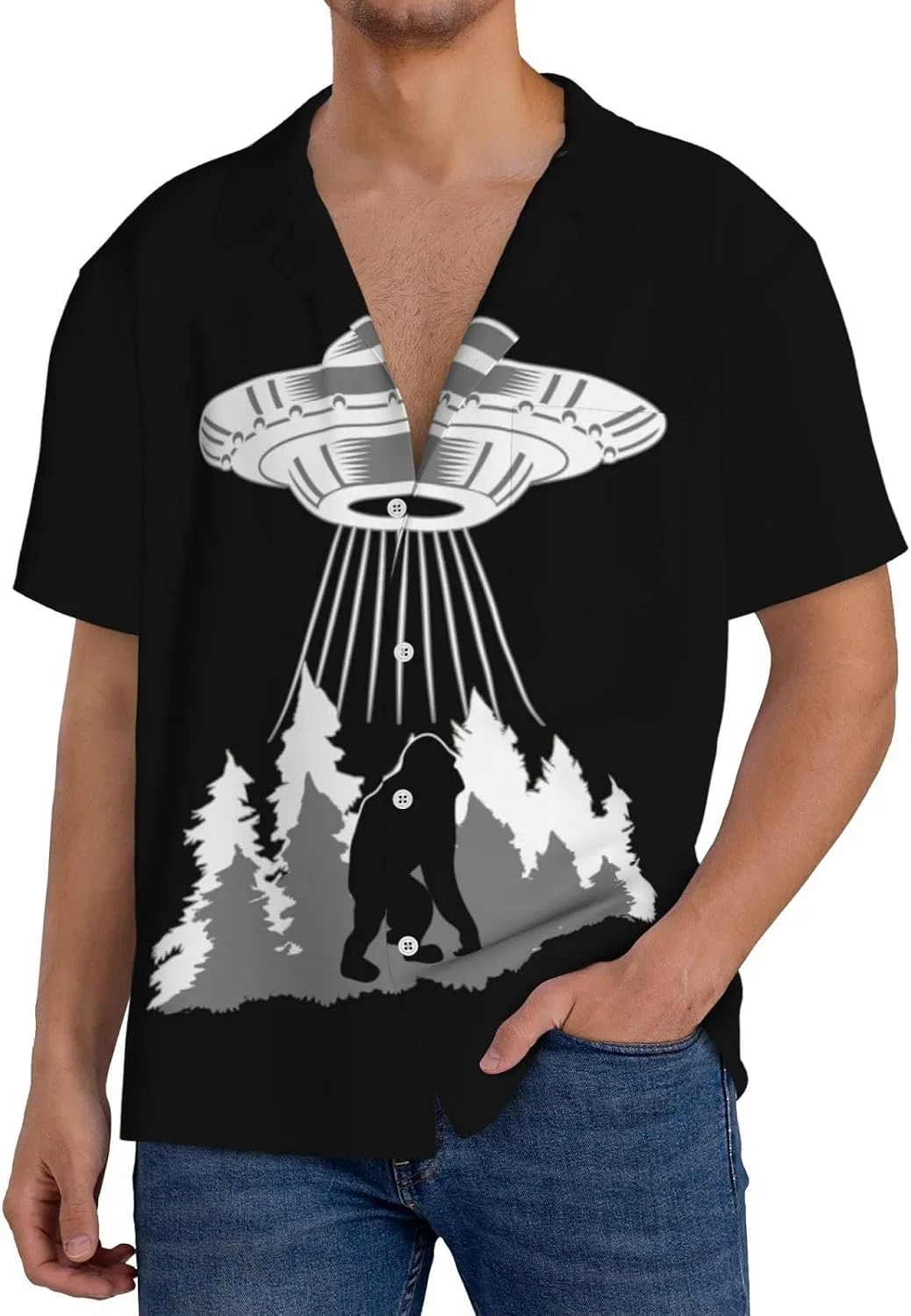 Мужская футболка с принтом UFO Bigfoot Generic, Black