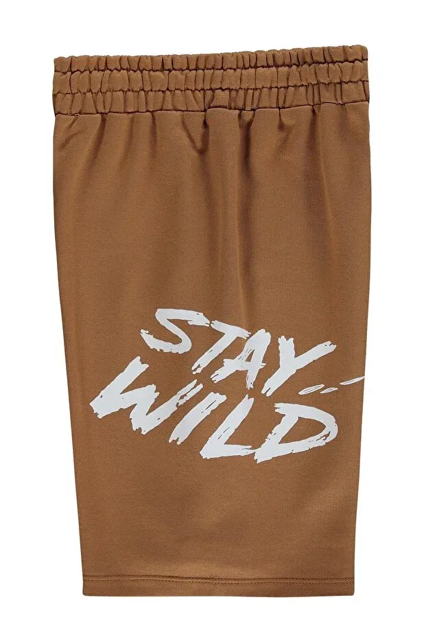 Детские шорты для мальчиков с принтом Stay Wild Printed Capri Civil Boys, Brown — фото 3