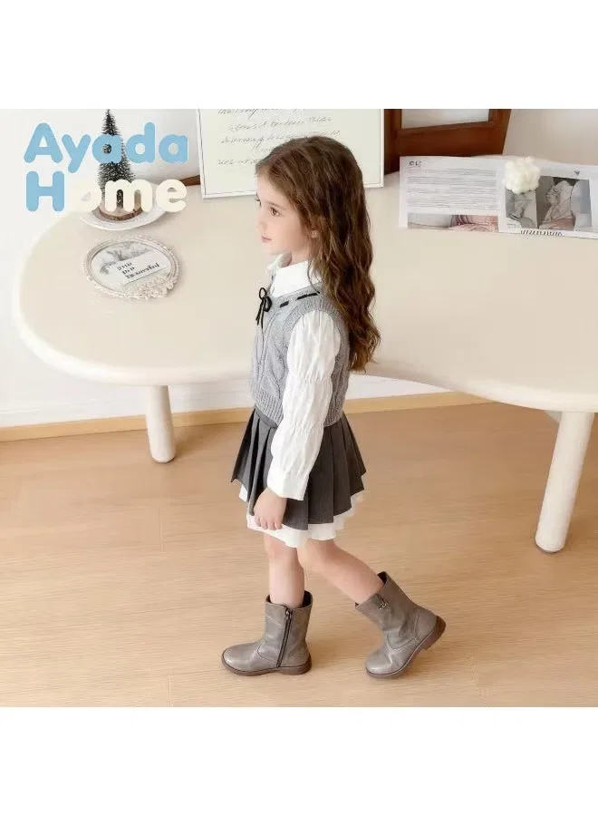 Комплект вязаный жилет рубашка и юбка в складку Ayada Home — фото 3