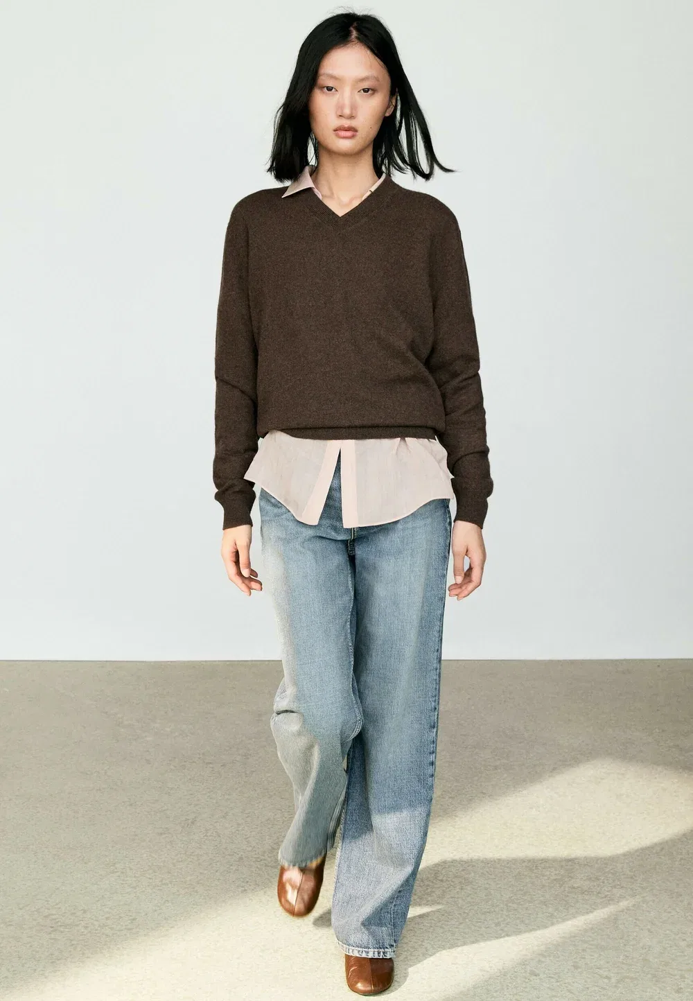 Вязаный свитер из 100% кашемира Massimo Dutti, Dark Brown — фото 2