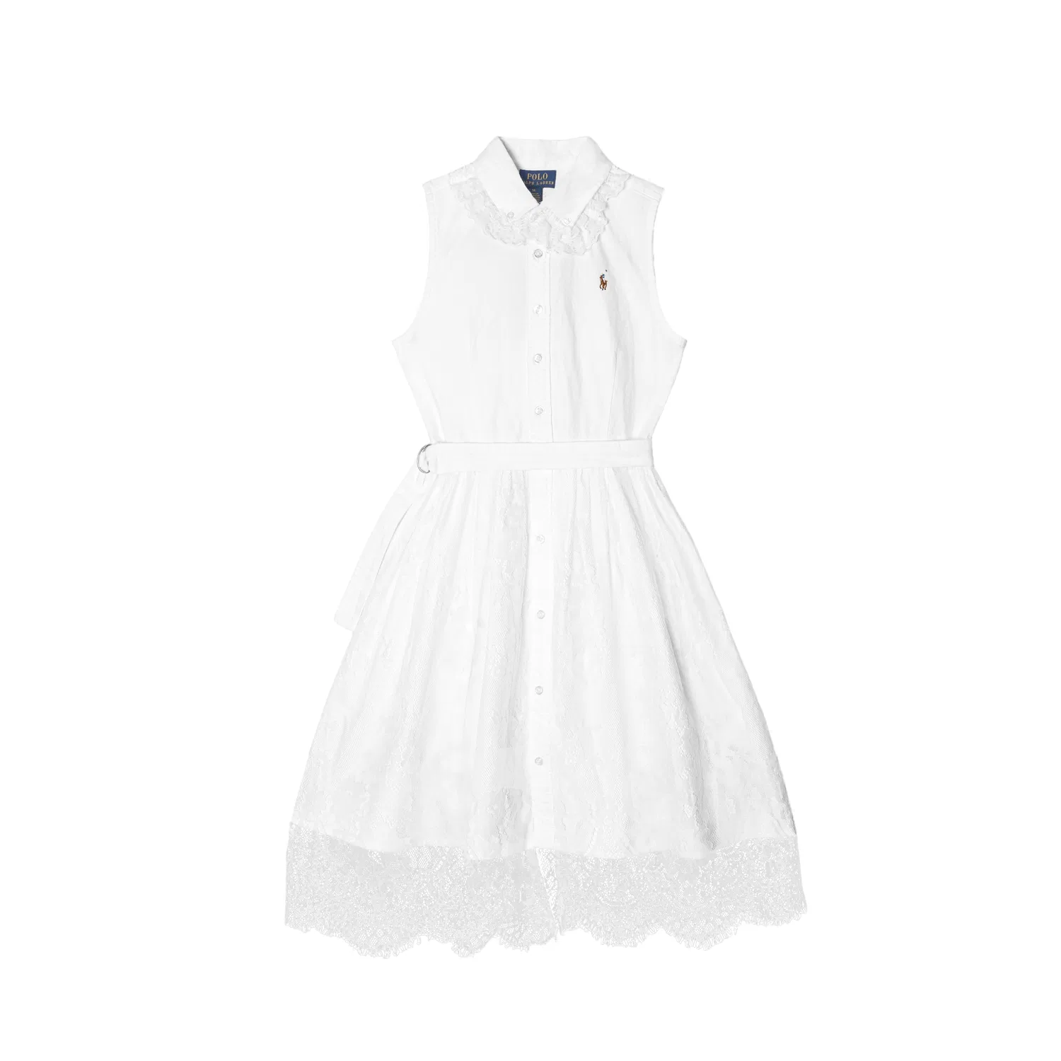 Детское платье для девочек с отложным воротником Polo Ralph Lauren, White Gardenia Frost Yarn