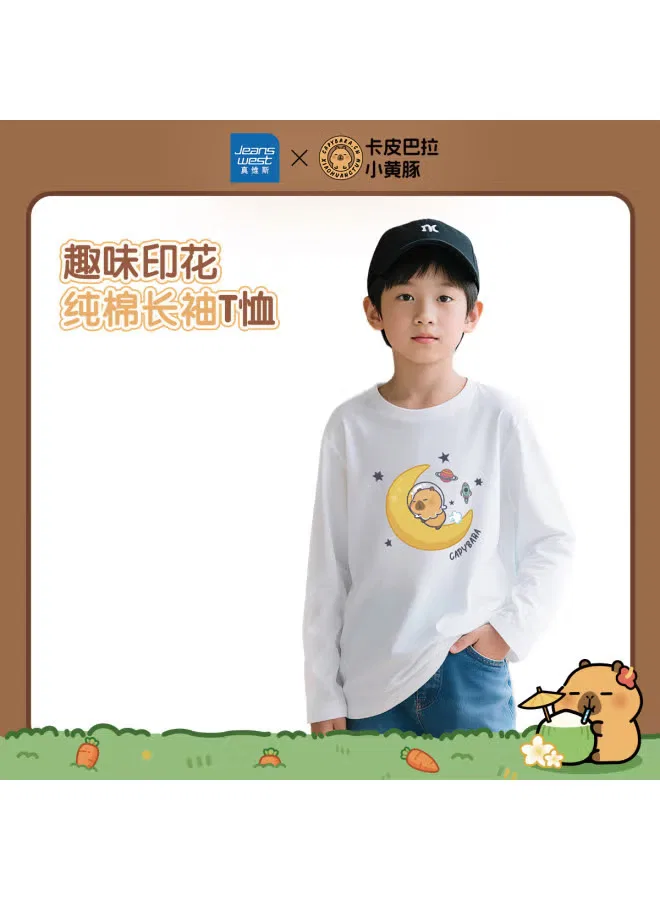 Футболка с принтом с длинным рукавом Capybara x Little Yellow Dolphin Jeanswest, белый — фото 2