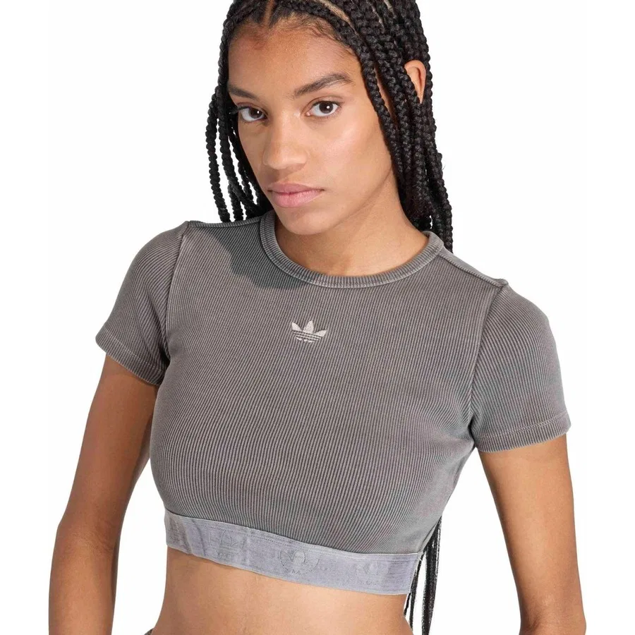 Женская футболка с принтом Ess Wash T adidas, Серый — фото 4