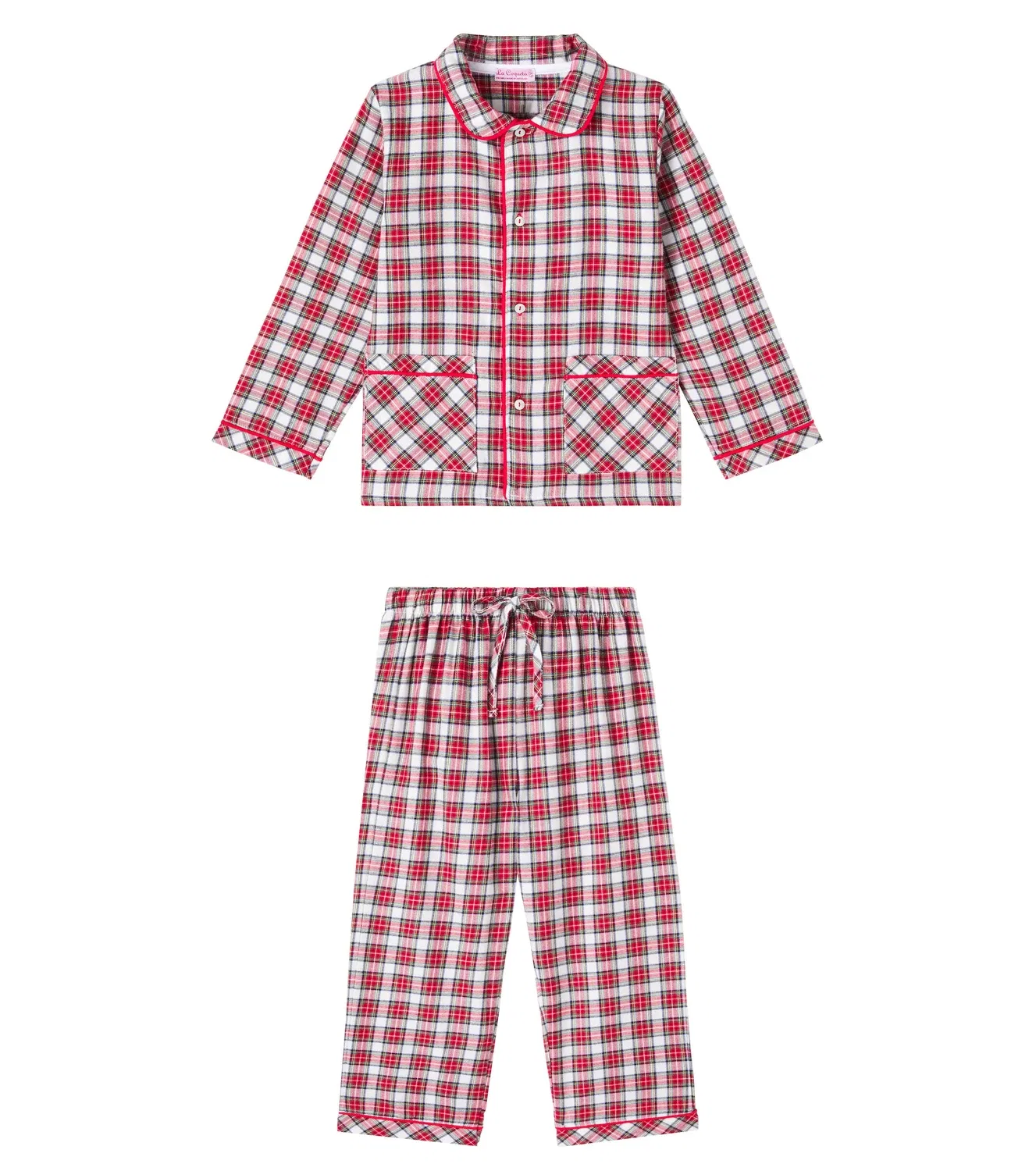 Комплект пижам из хлопка с принтом Ivory Tartan La Coqueta, красный