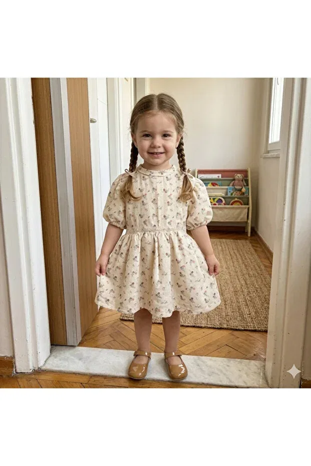 Детское платье для девочек с коротким рукавом Pera dress Happykds123, Nude Color