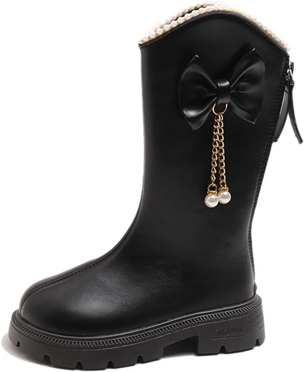 Детские сапоги для девочек с жемчугом Riding Boots Zzalalana, Black — фото 4