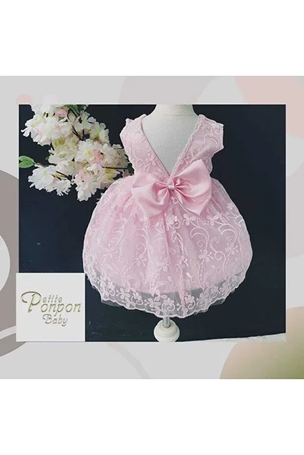 Детское платье для девочек кружевное Petite Ponpon Baby, Pink